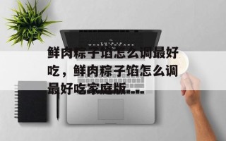 鲜肉粽子馅怎么调最好吃，鲜肉粽子馅怎么调最好吃家庭版