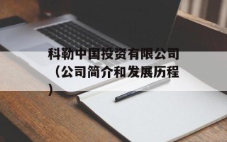 科勒中国投资有限公司（公司简介和发展历程）