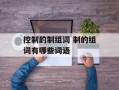 控制的制组词 制的组词有哪些词语
