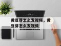 黄豆芽怎么发视频，黄豆芽怎么发视频