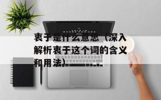 衷于是什么意思（深入解析衷于这个词的含义和用法）