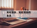 龙蛇混杂，龙蛇混杂的意思