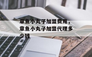 章鱼小丸子加盟费用，章鱼小丸子加盟代理多少钱