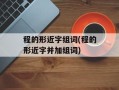 程的形近字组词(程的形近字并加组词)